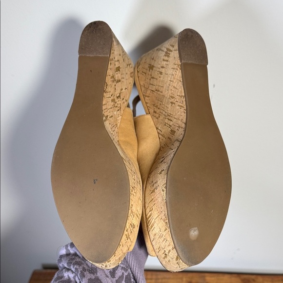 Tory Burch Tan Peep-Toe Wedges, women’s 8.5 - Picture 6 of 8